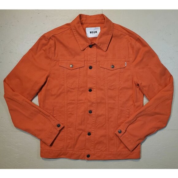 MSGM Milano Orange Denim Trucker Jacket US$430 | NWT - Made in Italy | IT 52 - Picture 2 of 12